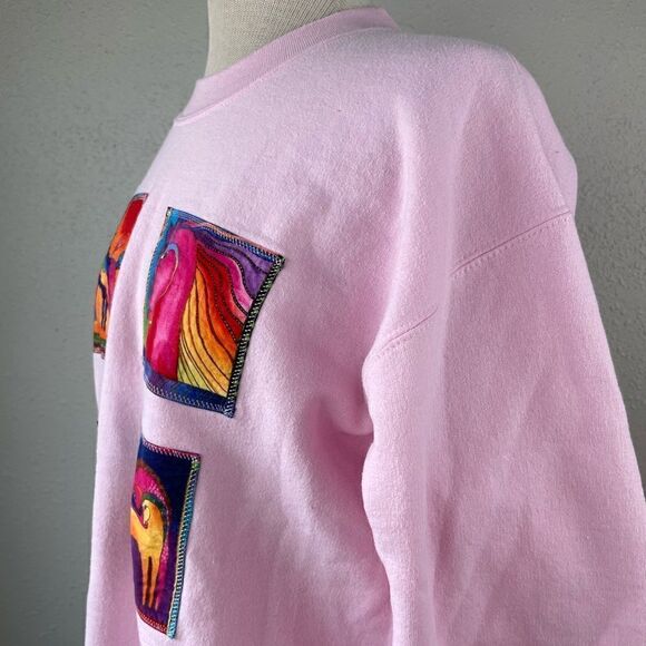 Pink Equestrian Patch Sweatshirt Size M EUC - Picture 6 of 8